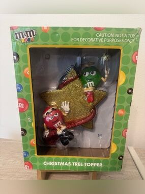 RARE Vintage M&M'S Christmas Star Tree Topper Red Green M&M Decoration Glitter